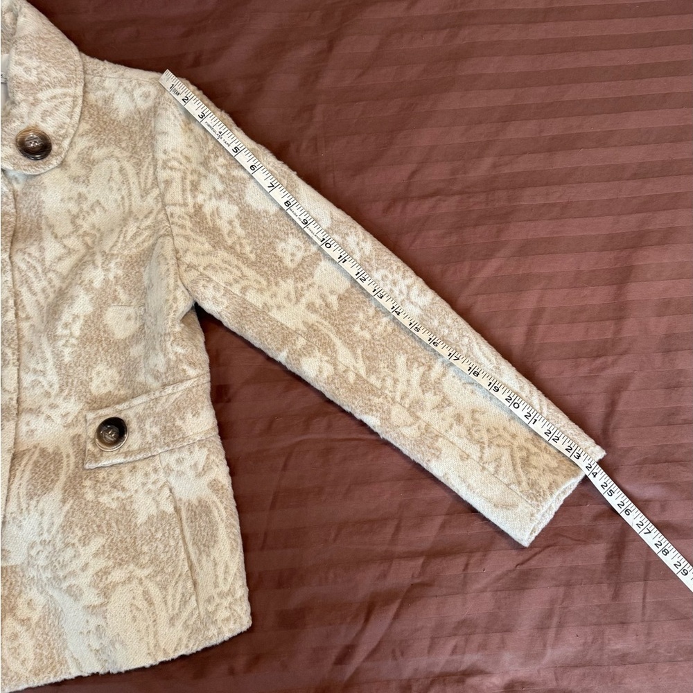 Robert Kitchen Beige Floral Pea Coat - Picture 6 of 8